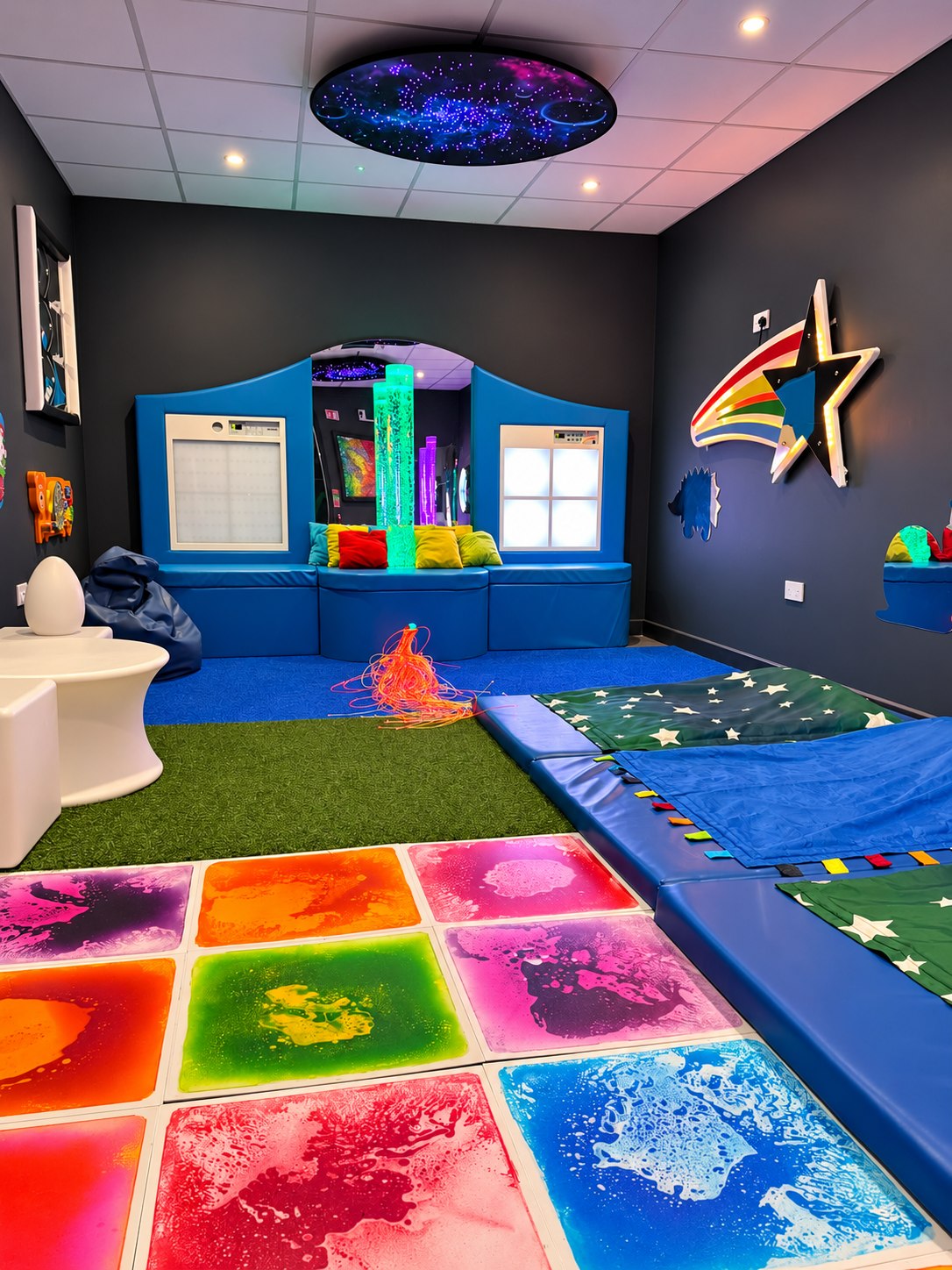 The calming sensory room at Bounce n Beyond